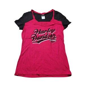 Women's Size Small Harley-Davidson Short Sleeve Top Red And Black Paducah KY